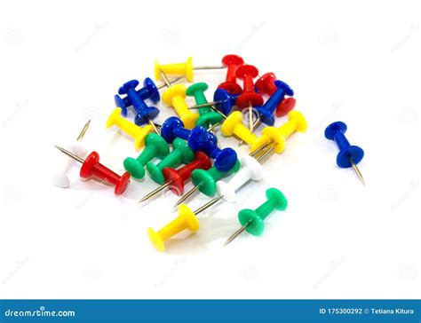 Colored Pins On A White Background Stationery Stock Photo Image Of