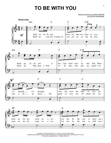 To Be With You Sheet Music By Mr Big Easy Piano
