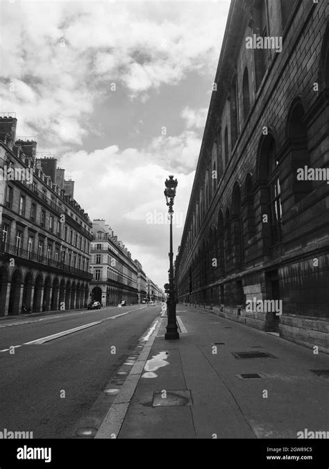 Empty Street Photography Of Rue De Rivoli In Paris In Black And White