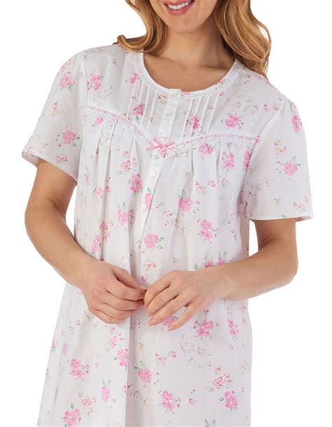 Ladies Slenderella 100 Cotton Short Sleeve Floral Nightdress Nightie Uk 10 26 Ebay
