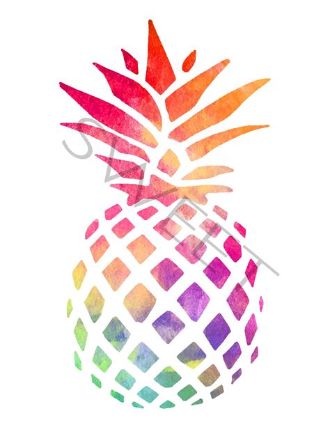 Watercolor Pineapple Print Watercolor Pineapple Pineapple Drawing