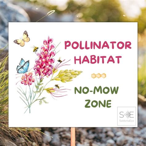 Printable No Mow Zone Sign Digital Download Bee Butterfly Etsy