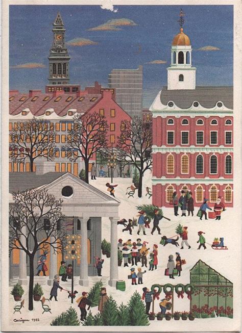 Boston Massachusetts Christmas Card By Corrigan Used Fair Etsy