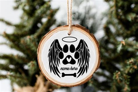 Dog Paw Christmas Memorial Ornament Svg Dog Angel Wings Cut Etsy