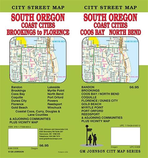 Oregon South Coast Coos Bay Brookings Florence Oregon Street Map Gm