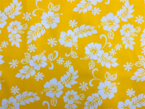 Yellow Classic Hawaiian Print Fabric 100 Cotton Sold By The Etsy
