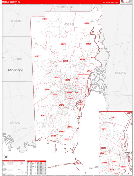 Mobile County Al Zip Code Maps Red Line