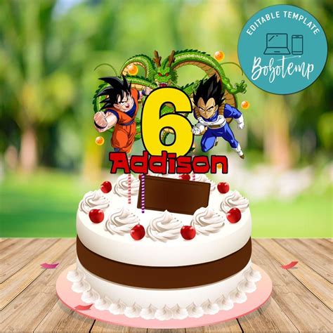 Ball birthday 11th birthday dragon ball z goku dbz paletas chocolate baby shower decorations for boys drip cakes cakes and more. Dragon Ball Z Birthday Cake Topper Template Printable DIY | Bobotemp
