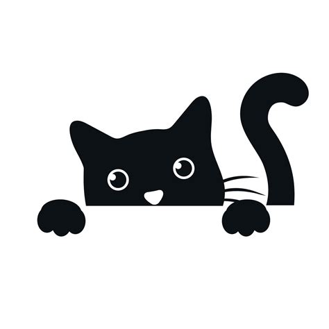 Illustration Of A Cute Black Cat Peeking Out From Table 6099880 Vector