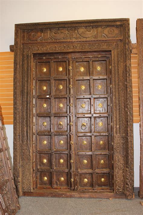 Antique Doors Carved Fishes Teak Architecture Design Haveli Door