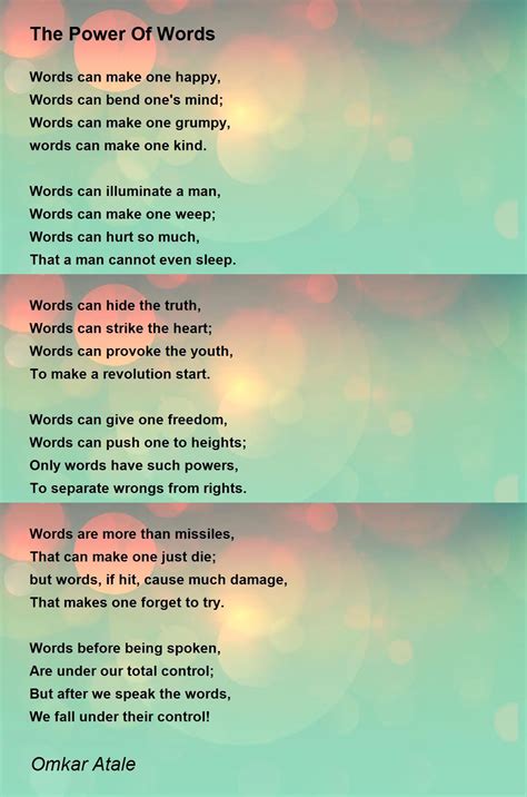 The Power Of Words Poem By Omkar Atale Poem Hunter