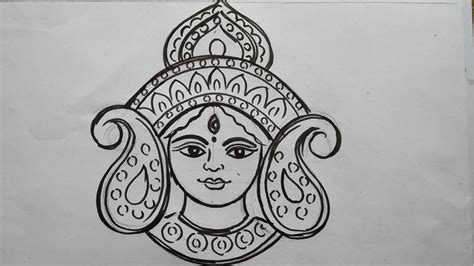 How To Draw Maa Durga Face Easy Line Drawing Navratri Drawing Durga