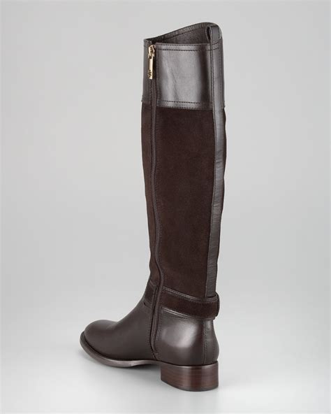 Tory Burch Tenley Suede Leather Riding Boot In Brown Lyst