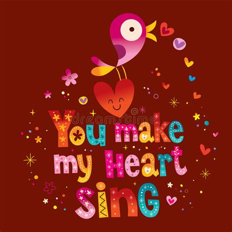 You Make My Heart Smile Lettering Text Design Stock Vector