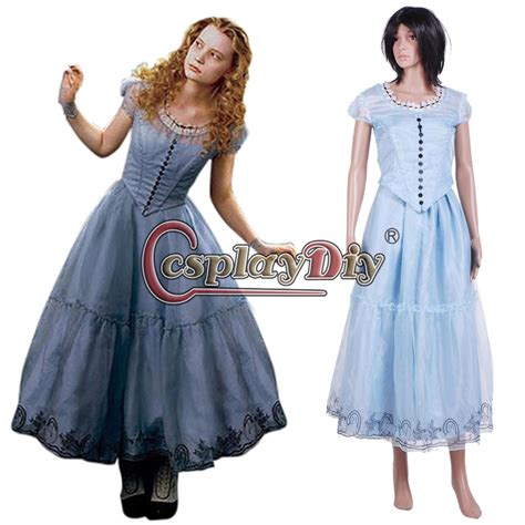 Tim Burtons Alice In Wonderland Alice Blue Dress Cosplay Costume