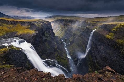 Situated in the central highlands of iceland, kerlingarfjöll is a mountain range that is part of a larger volcano system. landscape, Nature, Waterfall, Canyon, River, Dark, Clouds ...