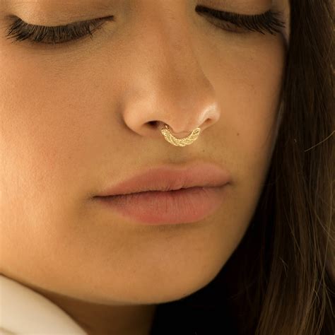 Indian Septum Ring Tribal Nose Ring Nose Piercing Gold Etsy