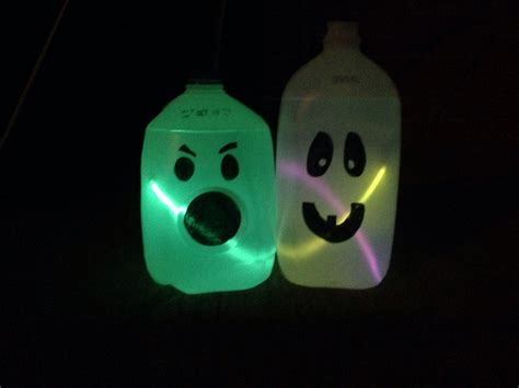 Milk Jugs Filled With Water And Glow Sticks Instant Glow In The Dark