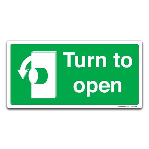 Turn To Open Anti Clockwise Self Adhesive Vinyl Sticker Safety Sign