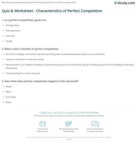 Icles' motilal jhunjhunwala college, vashi navi mumbai. Quiz & Worksheet - Characteristics of Perfect Competition ...