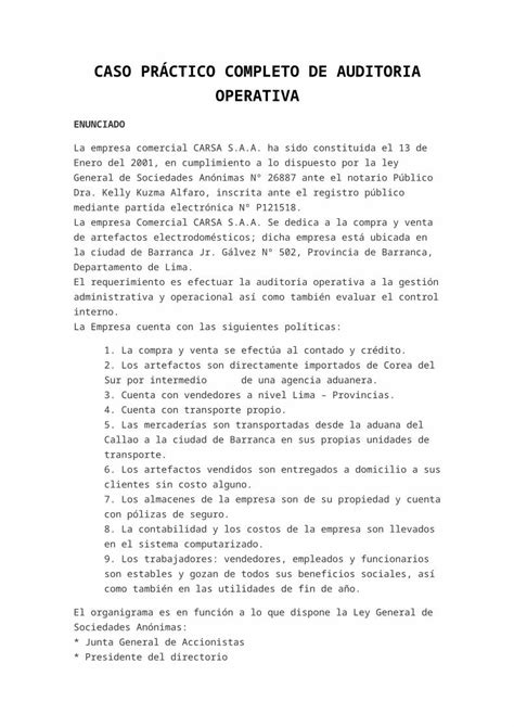 Docx Caso PrÁctico Completo De Auditoria Operativadocx Dokumentips