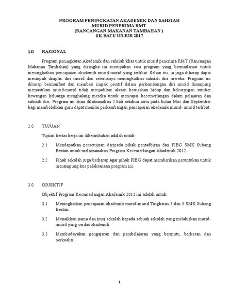 Sop terkait pancadharma dan formulir baku. Kertas Kerja Program Kecemerlangan Akademik 2012