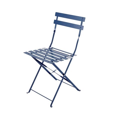 2 Metal Folding Garden Chairs In Blue Guinguette Maisons Du Monde
