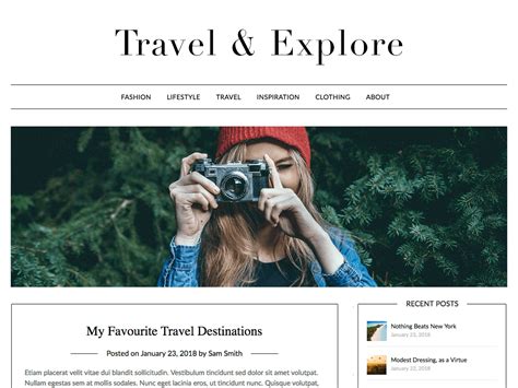 Travel Minimalist Blogger Wordpress Theme