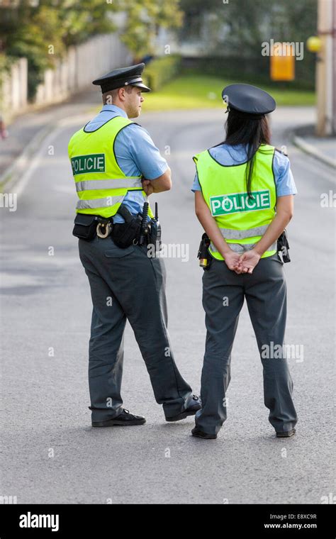 Two Cops Of The Czech Traffic Police Police Patrol Stock Photo Alamy