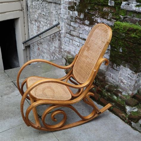 Vintage Mcm Thonet Style Bentwood Rocking Chair Wicker Rattan Chairish