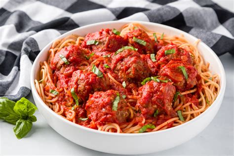 Tomato Sauce Served Over Meatballs And Spaghetti Kippi At Home