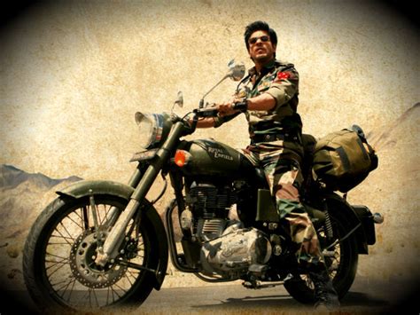 Only military personnel have the privilege to ride that special edition bike till now. Shahrukh | Anushka | Ride | Royal Enfiled Bikes | Jab Thak ...