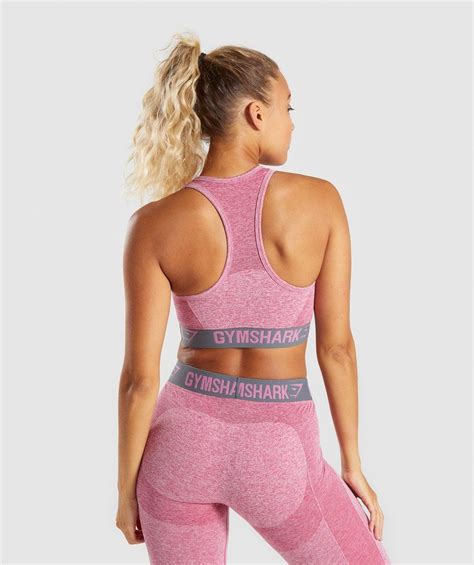 Gymshark Flex Sports Bra Dusky Pink Marl Charcoal 2 Womens Workout