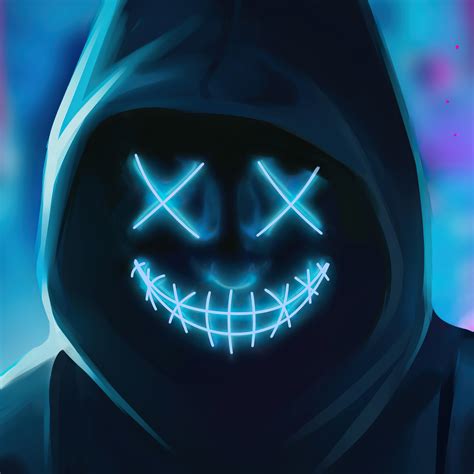 2048x2048 Neon Guy Mask Smiling 4k Ipad Air Hd 4k Wallpapers Images