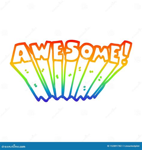 A Creative Rainbow Gradient Line Drawing Cartoon Awesome Word Stock