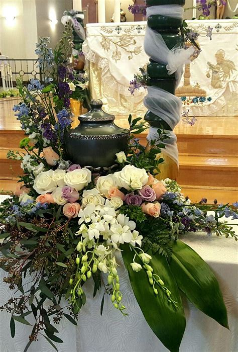 Thompsons Flower Shop Cremation Urn And Floral Arrangement