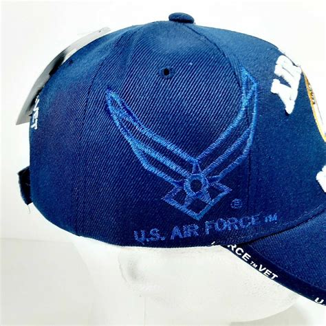 Us Air Force Veteran Wings Cap Hat Blue Embroidered Officially
