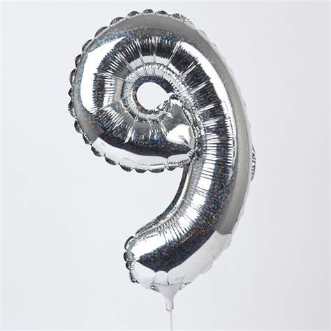 Buy Holographic Silver Number 9 Balloon On A Stick For Gbp 149 Card