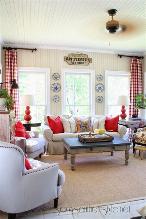 Buffalo Check Curtains Farm House Living Room Living Room Red