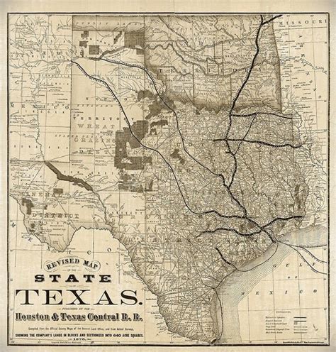 Old Map Of Texas 1876 Vintage Historical Wall Map Antique