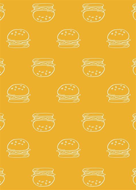 Hamburger Doodle Seamless Patterned Yellow Premium Vector Rawpixel