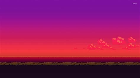 8 Bit Purple Sunset Wallpaper Digital Art Wallpapers 40894