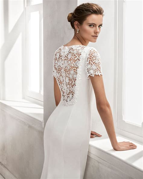 20 Lace Back Wedding Dress Crepe
