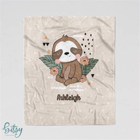 Personalized Sloth Blanket Soft Minky Blanket Sizes For Etsy Uk