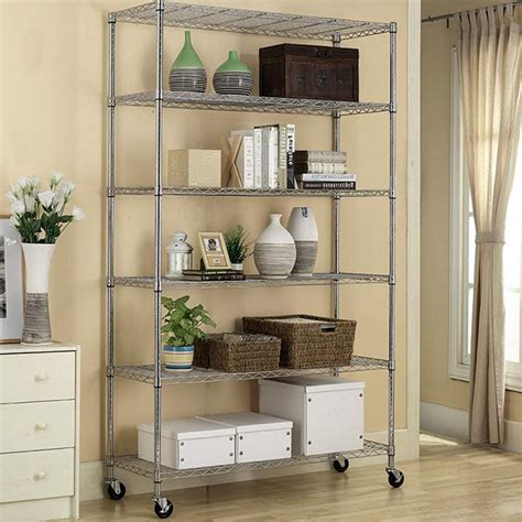 This storage unit is fast and easy to assemble at home and does not require tools. NEW 82 IN X 48 IN X 18 IN 6 LAYER ADJUSTABLE WIRE METAL ...