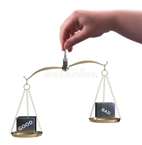 Good Vs Bad Words On Scale Weighing Positives Vs Negatives Stock