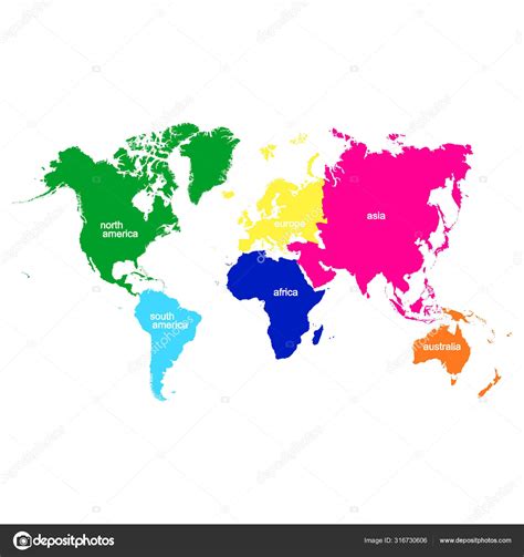 Mapa Del Mundo Dividido En Continentes Imagenes Vectoriales De Stock Images