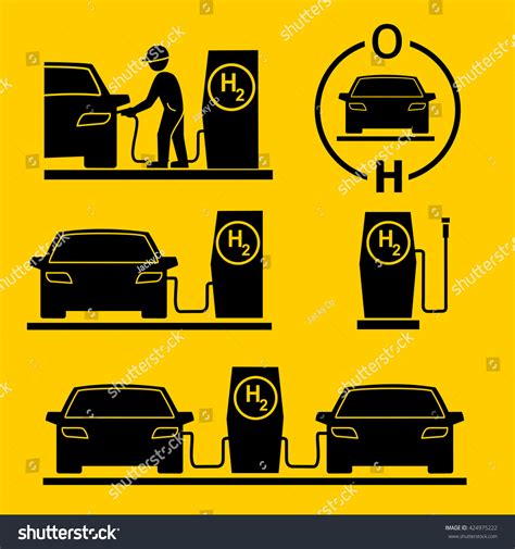 Station Hydrogen Car Icons Stock Vector (Royalty Free) 424975222
