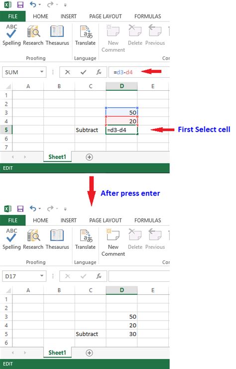 How To Subtract Data In Excel