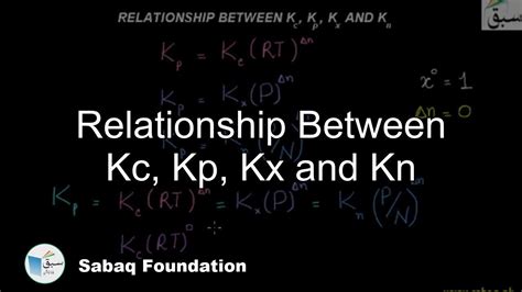 Relationship Between Kc Kp Kx And Kn Chemistry Lecture Sabaq Pk